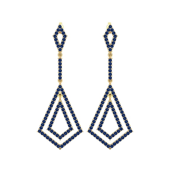 Mooneye 925 Sterling Silver Gold Vermeil Round Blue Sapphire Dangle Drop Women Valentines Day Gifts Chandelier Earrings