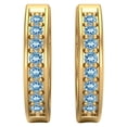 thumbnail image 1 of Mooneye 925 Sterling Silver Gold Vermeil Round Swiss Blue Topaz Huggie Hoops Women Gifts Earrings, 1 of 4