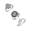 thumbnail image 1 of Mooneye 925 Sterling Silver Oxidized Plated Cluster Toe Ring Open Adjustable Toe Rings For Women Set OF 3 Pcs, 1 of 8