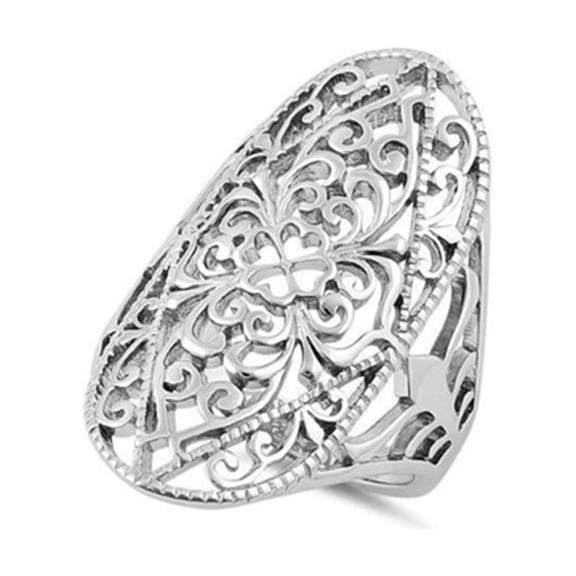 Mooneye 925 Sterling Silver Oxidized Plated Intricate Hearts Vines Vintage Women Wedding Ring