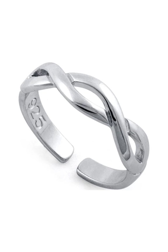 925 Sterling Silver Oxidized Platinum Plated Infinity Sign Adjustable Women Wedding Ring