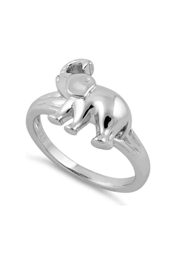 925 Sterling Silver Platinum Plated Elephant Art Deco Women Valentines Day Gifts Ring