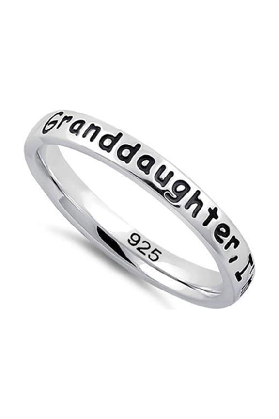 925 Sterling Silver Granddaughter I'm so Glad You're Mine Women Graduation Gift Ring