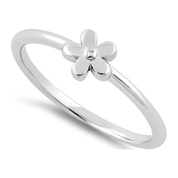 Mooneye 925 Sterling Silver Platinum Plated Tiny Flower Women Stackable Ring