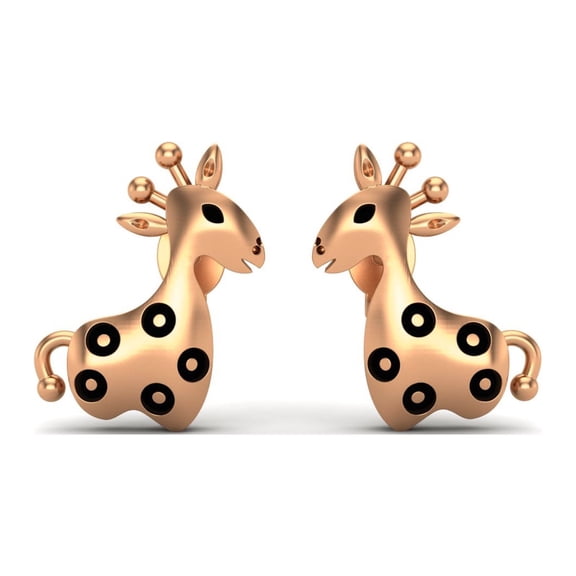 Mooneye 925 Sterling Silver Rose Vermeil Cute Animal Small Giraffe Women Stud Women Wedding Earrings