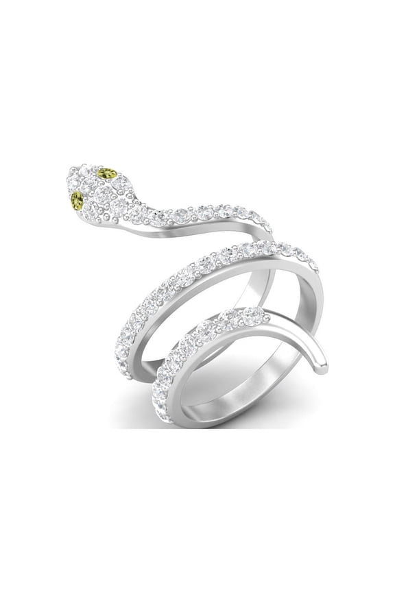 925 Sterling Silver Snake Women Wrap Ring Natural Lemon Quartz Cobra Snake Rings