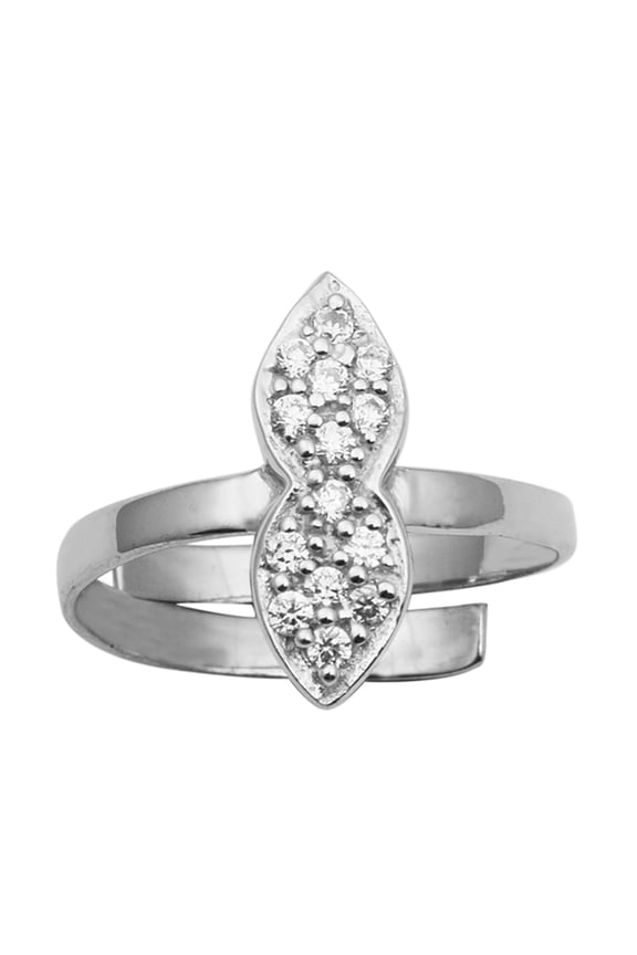 925 Sterling Silver White CZ Toe Rings Pair Size Adjustable Toe Ring For Women