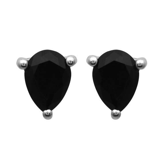 Mooneye 9X7mm Pear Shape Gorgeous Black Hydro Gemstone 925 Sterling Silver Women Gifts Stud Earrings
