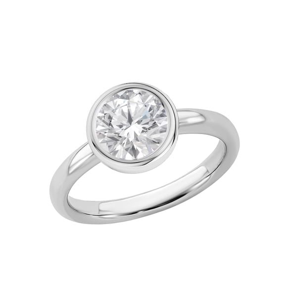 Mooneye Bezel Set Solitaire Round 1.00 Ct Moissanite Diamond Women Weddinng Ring 925 Sterling Silver