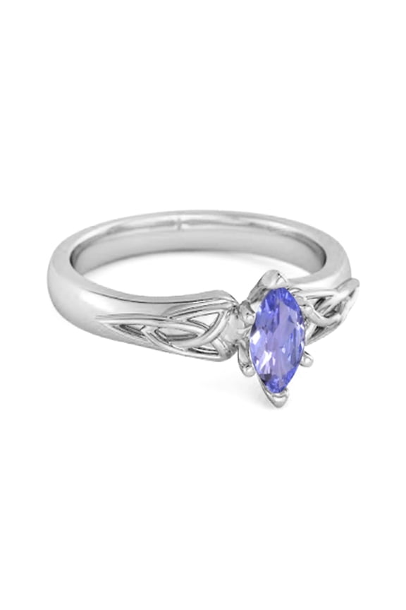 Celtic Ring 0.25Cts Tanzanite 925 Sterling Silver Trinity Knot Band Women Gifts Ring