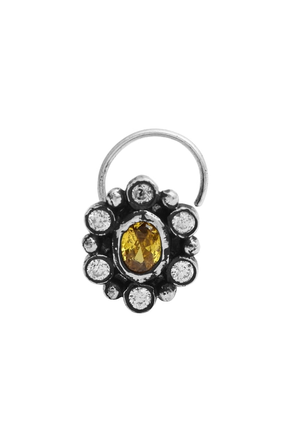 Citrine Gemstone Tiny Nose Pin Studs In 925 Sterling Silver Nose Pin For Women