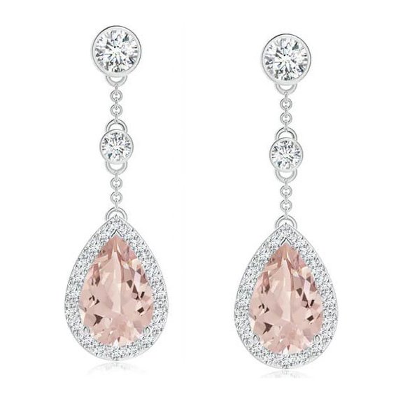 Mooneye Drop & Dangle 6X4 mm Pear Morganite 925 Sterling Silver Minimalist Earring