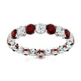 thumbnail image 1 of Mooneye Eternity 3MM Round Garnet Women Valentines Day Gift Stackable Ring 925 Sterling Silver, 1 of 3