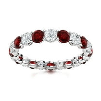 Mooneye Eternity 3mm Round Garnet Women Valentines Day Gifts Stackable Ring 925 Sterling Silver