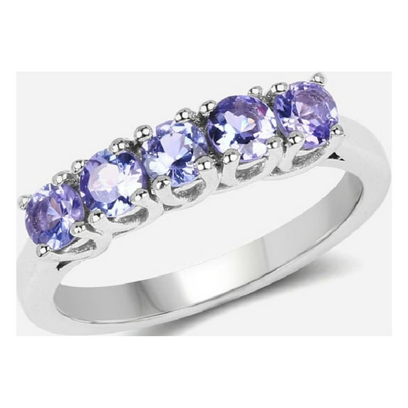 Mooneye Five Stone Round Tanzanite 925 Sterling Silver Half Eternity Women Valentines Day Gifts Ring