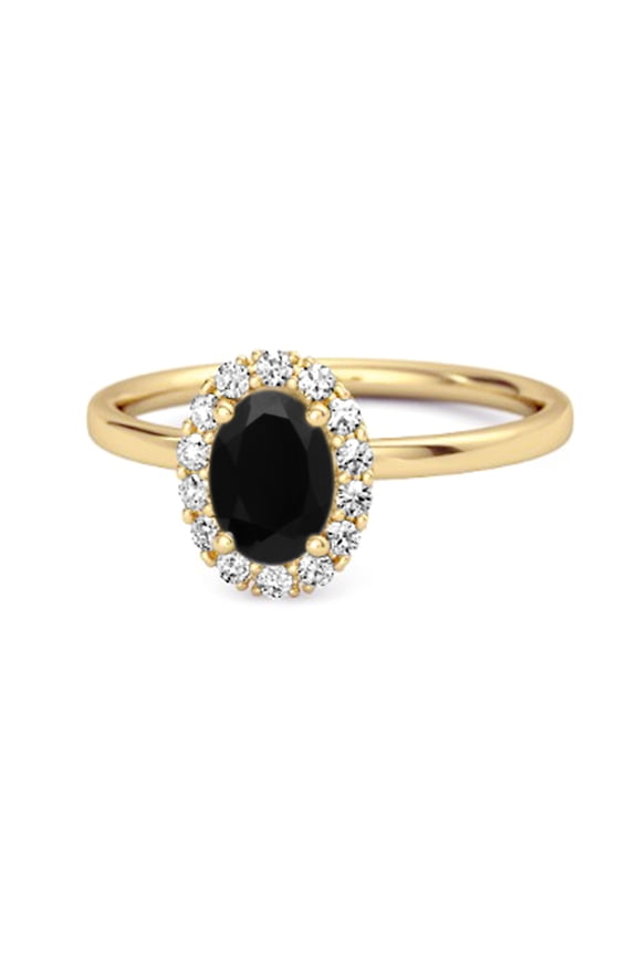 Floating Halo Ring 925 Sterling Silver Gold Vermeil 1.50 Ctw Black Spinel Women Gifts Ring