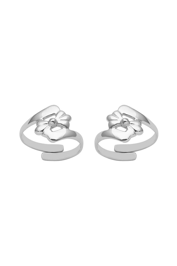 Floral Comfortable Toe Ring For Women 925 Sterling Silver Adjustable Toe Ring