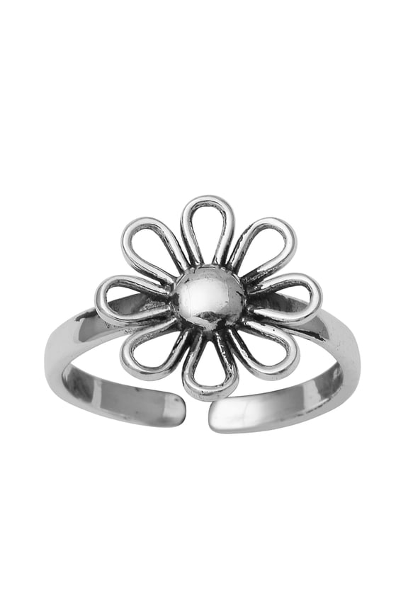 Floral Design Comfortable Toe Ring 925 Sterling Silver