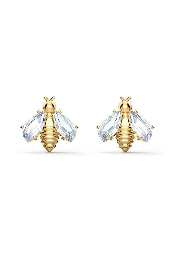Honey Bee Stud 5X3 mm Pear White Cz Tiny Women Gifts Earring 925 Sterling Silver Gold Plated
