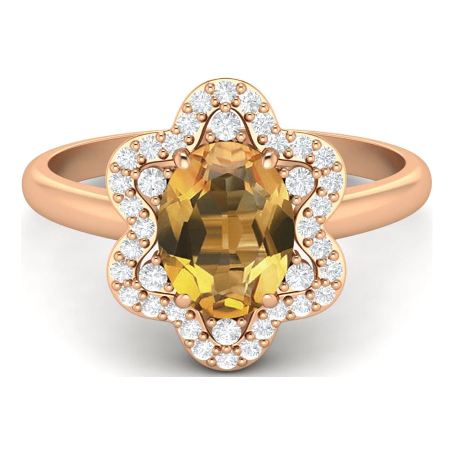 Genuine Citrine fashion & Emeralds Set in 925 Gold Vermeil • Ring Size 6