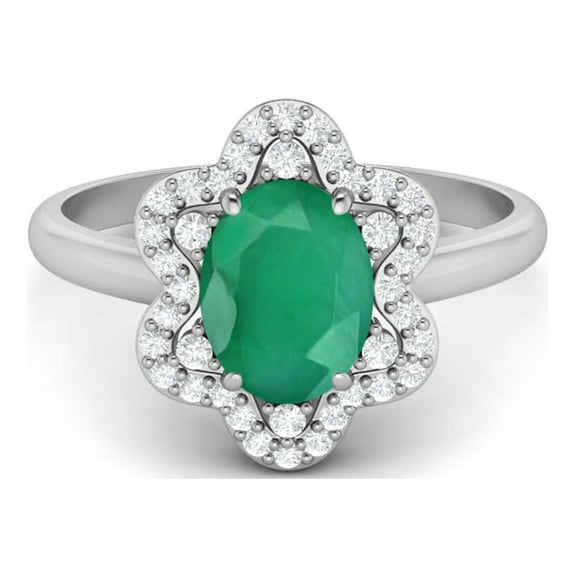 Mooneye Prong Set 1.61 Ct Emerald Oval Shape 925 Sterling Silver Women Graduation Gift Ring