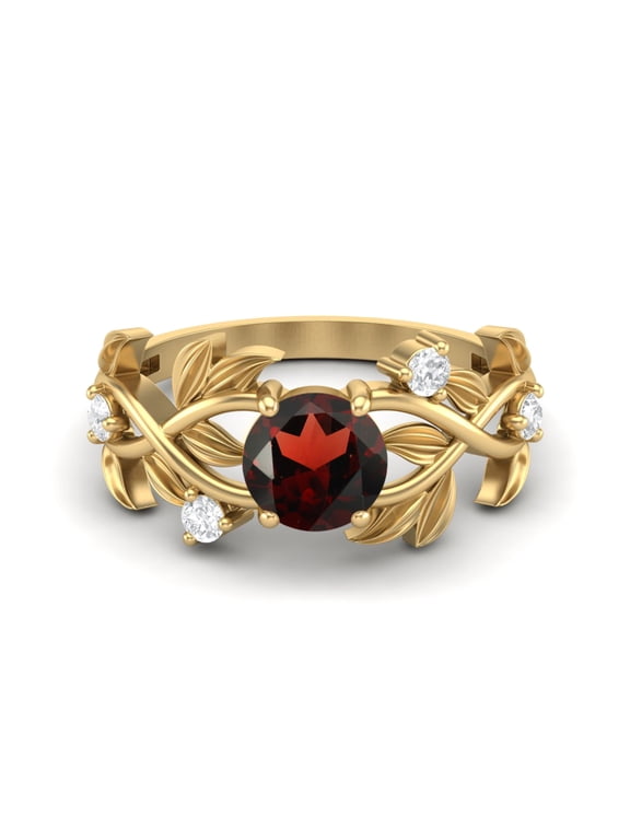 Prong Set 6mm Round Garnet 925 Sterling Silver Gold Vermeil Women Graduation Gift Ring