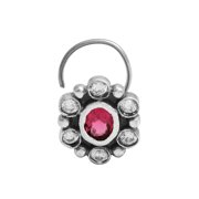 Mooneye Red CZ Gemstone Tiny Nose Pin Studs In 925 Sterling Silver Nose Pin For Women