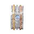 thumbnail image 1 of Mooneye Round Moonstone Three Multi Color Band 925 Sterling Silver Women Gift Spinner Ring, 1 of 2