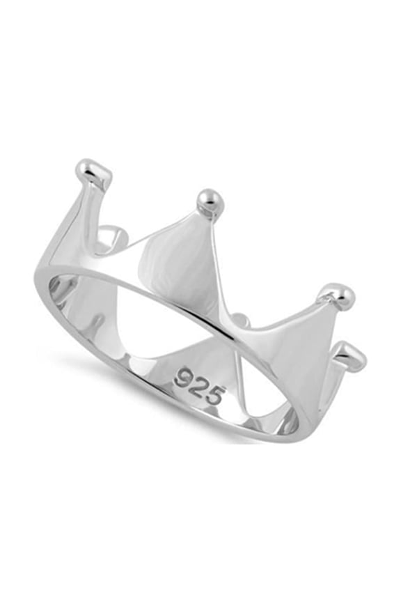 Stackable 925 Sterling Silver Platinum Plated Crown Women Valentines Day Gifts Ring