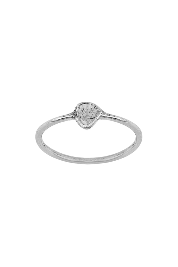 Tiny 0.10 CTW Natural Slice Polki Diamond Handmade Women Gifts Ring 925 Sterling Silver