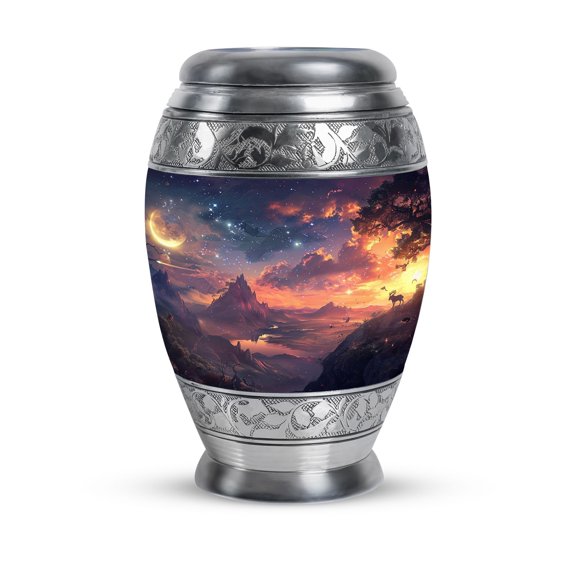 Moonglow Lands Urn For Human Ashes - Large Urns For Human Ashes Adult Male - Urns For Women Human Ashes With Velvet Bag - Urns For Human Ashes Up to 200 Cubic inch (Size -10inch)