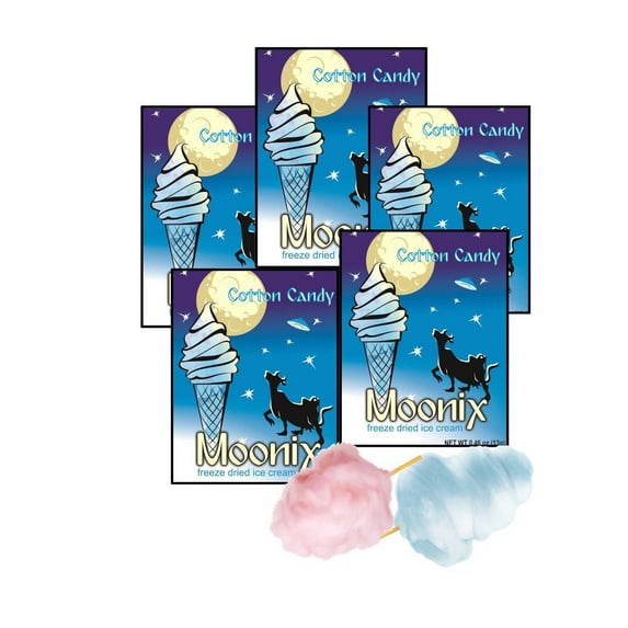 Moonix — Cotton Candy Flavor Flavor (5 Packs), Freeze-Dried Ice Cream (5x0.46oz) 5 Bags — No-Melt, Light & Creamy Treat — Made from Real Milk