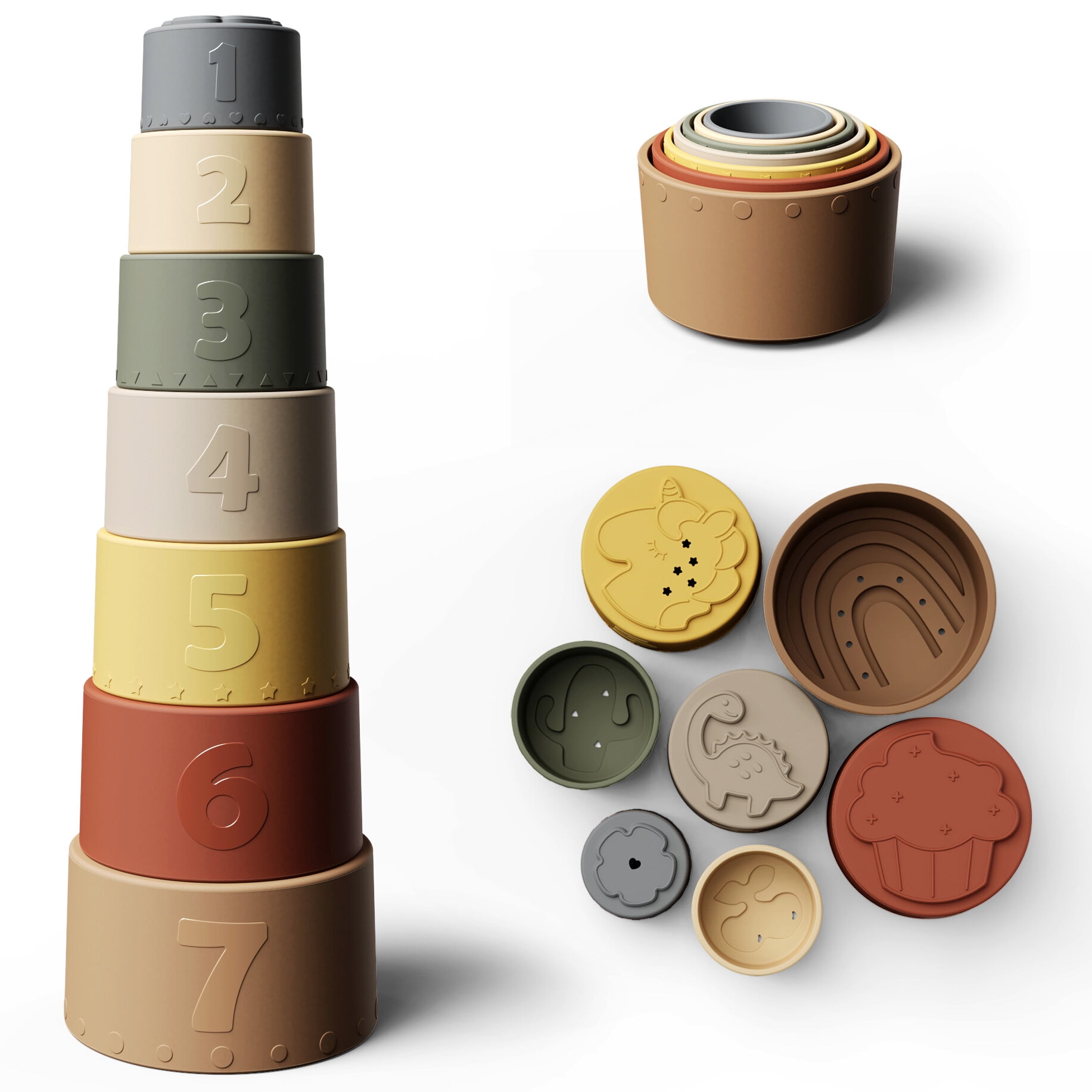 Moonkie Baby Stacking Cups Toy, Fun Educational Stack up Cup Silicone