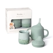 Moonkie Baby Training & Sippy Cup Set | 4 Months+ | Baby-Led Weaning Essential | Gift Mint Cup Set, 2 Pack