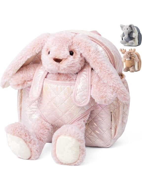 Bunny Toddler Backpack – Soft Plush Bag with Detachable Toy for Girls Aged 2–4