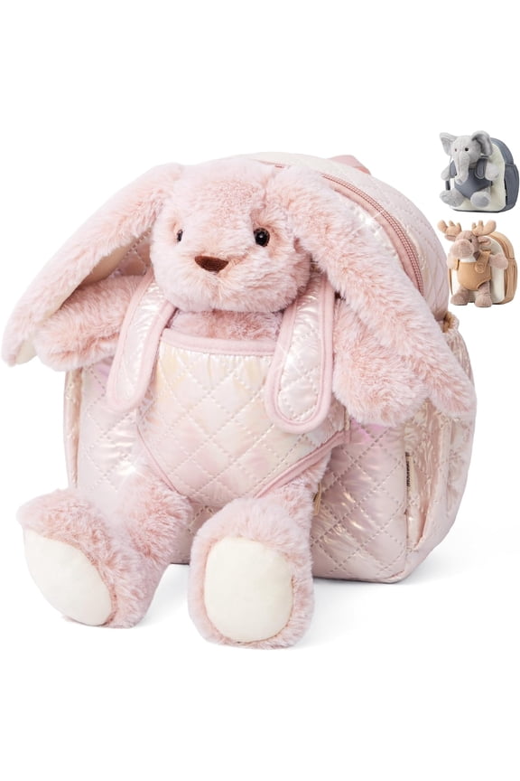 Hug & Go Bunny Toddler Backpack Soft Plush Bag with Detachable Toy for Girls Aged 24 | Perfect for Daycare | Travel & Birthday Gifts