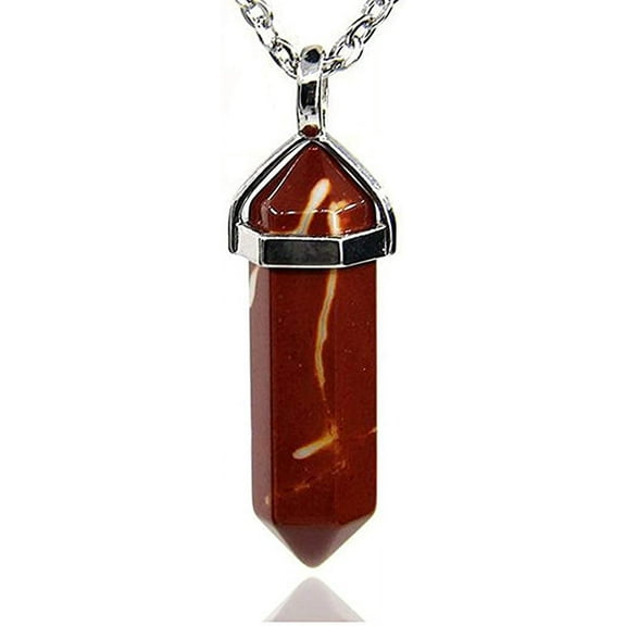 Moonkite Jasper Gemstone Hexagonal Pointed Reiki Chakra Pendant Necklace 18"