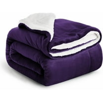 Moonlight20015 Plush Sherpa Bed Blanket Super Soft Warm Ultra Cozy & Reversible Fleece Blanket Purple 90x90 Queen