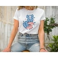 thumbnail image 1 of Moonlight Apparel 4th of July Multicolor Graphic T-Shirt Patriotic Peace Sign Shirt for Women & Men USA Flag Tee for Independence Day Summer BBQs Memorial Day Veterans Day., 1 of 6
