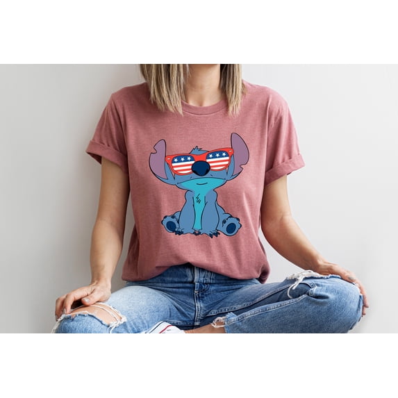 Moonlight Apparel 4th of July Cartoon Character T-Shirt Multicolor Patriotic Tee for Women Men Teens Funny Summer USA Shirt for Independence Day
