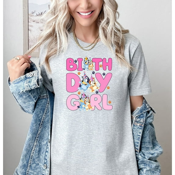 Moonlight Apparel Birthday Girl Shirt for Toddlers Party Multi-Color T-Shirt with Cute Cartoon Dogs Kids Birthday Outfit for Girls