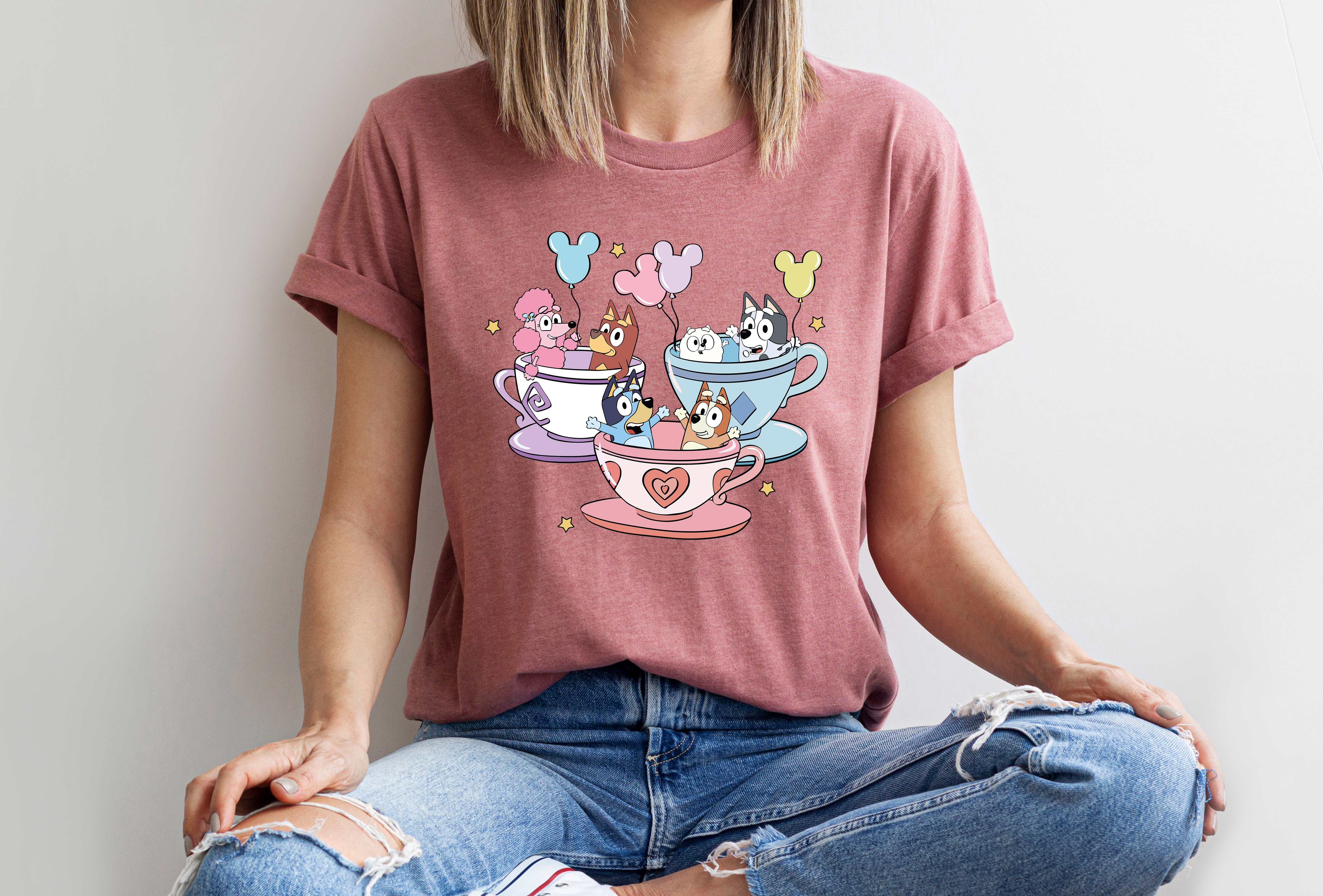 Moonlight Apparel Bluey Teacup Ride T-Shirt Cute Comfort Multi-Colors ...