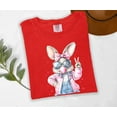 thumbnail image 1 of Moonlight Apparel Cool Easter Bunny Graphic T-Shirt for Women Bubblegum Bunny in Sunglasses & Pink Jacket Trendy Spring Tee Funny Heather Cotton Easter Top, 1 of 5