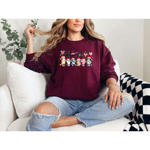 Moonlight Apparel Cute Christmas Cartoon Dog T-Shirt for Women & Kids Holiday Graphic Tee Santa Hat Family Shirt Festive Matching Outfit Top Winter Gift Clothing Short Sleeve Casual Unisex Tee