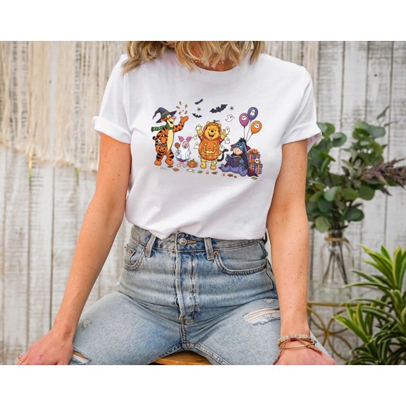 Moonlight Apparel Cute Halloween T-Shirt Cartoon Costume Graphic Tee, Fun Ghost Pumpkin Short Sleeve Shirt for Fall Parties Trick-or-Treat