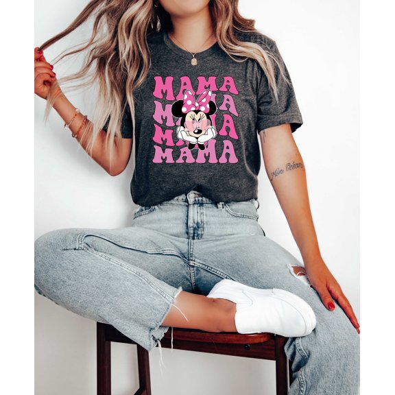Moonlight Apparel Cute Mama Graphic T-Shirt for Women Casual Short Sleeve Summer Top Fun Mom Shirt Gift Minnie Inspired Style Trendy Cute Outfit