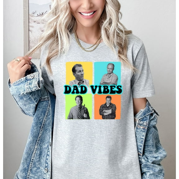Moonlight Apparel Dad Vibes Multicolor T Shirt for Men Funny Graphic Tee Retro Sitcom Style Cotton Top Cool Fathers Day Gift Casual Wear