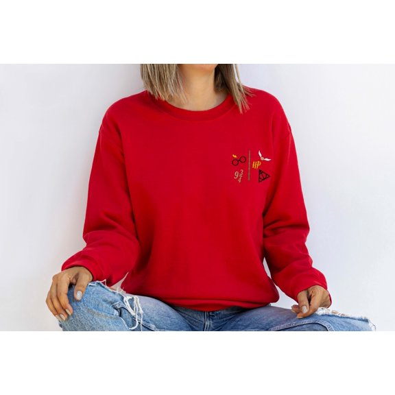 Moonlight Apparel Embroidered Magic Symbol Sweatshirt for Women Minimalist Spell Icon Crewneck Casual Pullover