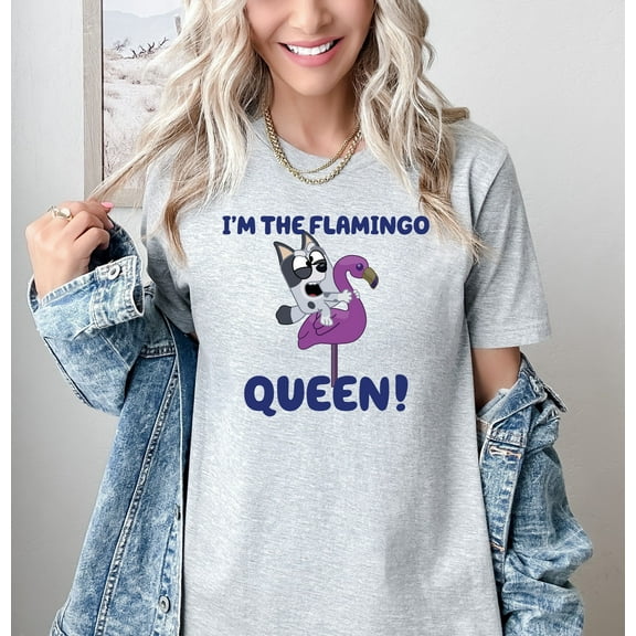 Moonlight Apparel Flamingo Queen Graphic Tee Funny Multicolor T-Shirt Cartoon for Women Summer Animal Print Casual Shirt Trendy Gift Tee