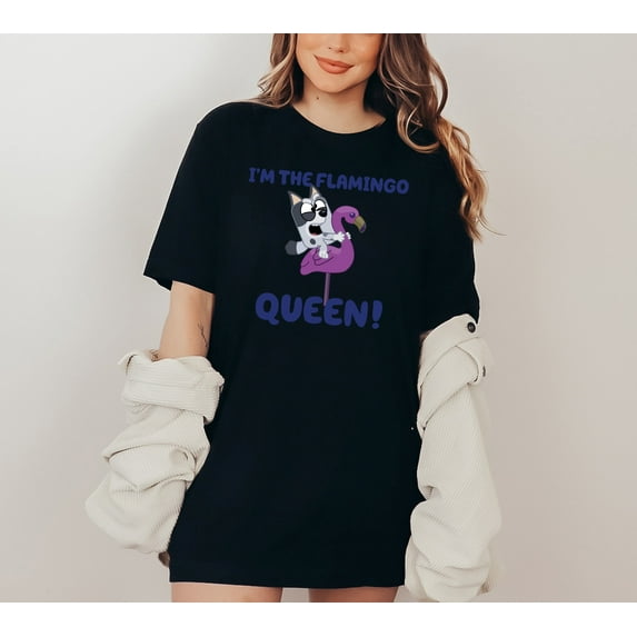 Moonlight Apparel Flamingo Queen Graphic Tee Funny Multicolor T-Shirt Cartoon for Women Summer Animal Print Casual Shirt Trendy Gift Tee